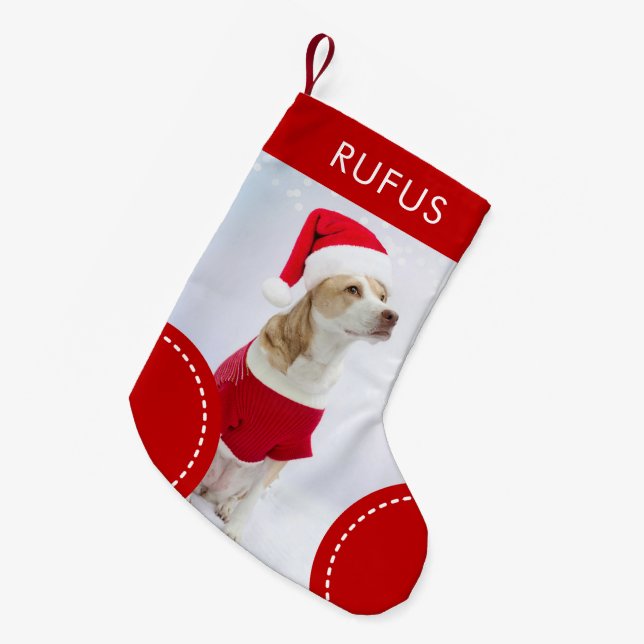 Dog Paw Themed Personalisiertes Foto Kleiner Weihnachtsstrumpf (Vorderansicht (hängend))