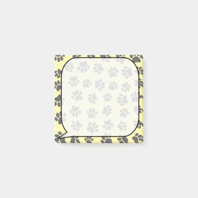 Dog Paw Tracks Sprechblase Post-it Klebezettel (Vorderseite)