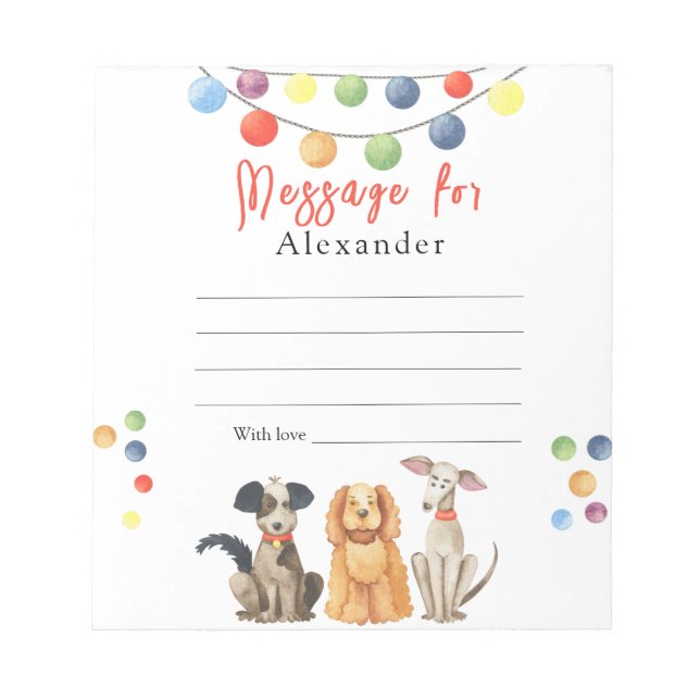 Dog Paw-ty Kids Zeitkapsel Notizblock (Vorderseite)