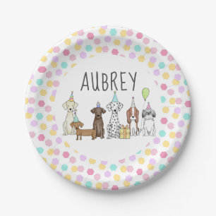 Dog Paw-ty Personalisierte Pastel Hexagon Pappteller