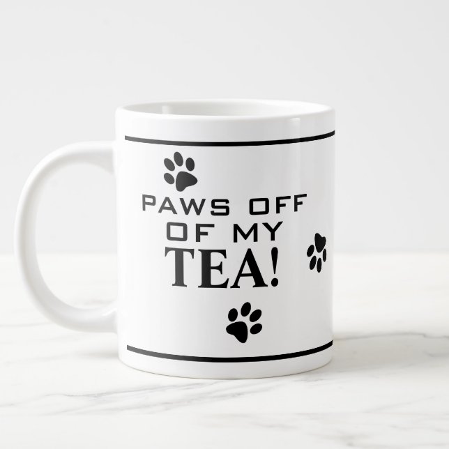 Dog Paw Typografie Tea Lover's Black & White Jumbo-Tasse (Links)