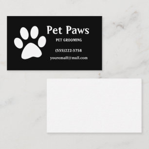 Dog Paw White Black Pet Grooming Service Visitenkarte
