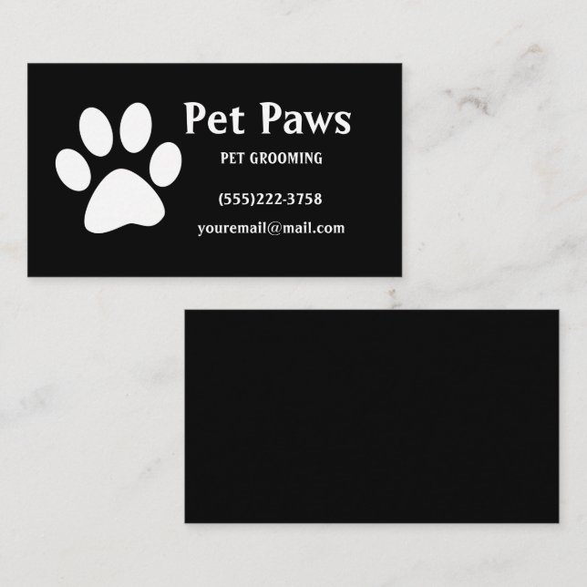 Dog Paw White Black Pet Wachdienst Visitenkarte (Vorne/Hinten)