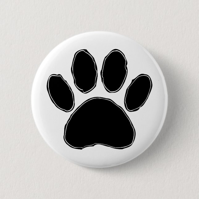 Dog Paw Zeichnend in Schwarz Button (Vorderseite)