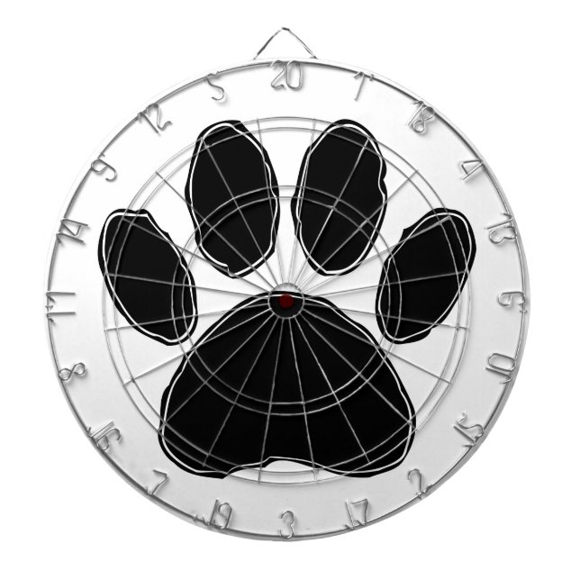 Dog Paw Zeichnend in Schwarz Dartscheibe (vorne)