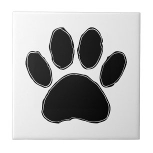 Dog Paw Zeichnend in Schwarz Fliese