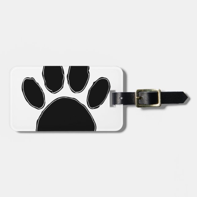 Dog Paw Zeichnend in Schwarz Gepäckanhänger (Vorderseite horizontal)