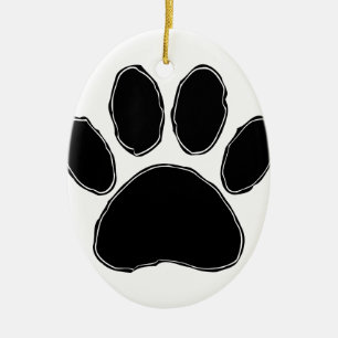Dog Paw Zeichnend in Schwarz Keramikornament