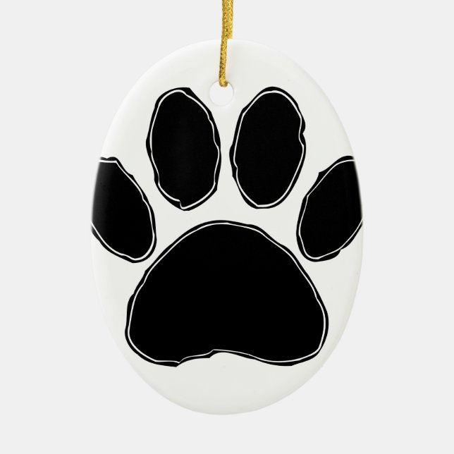 Dog Paw Zeichnend in Schwarz Keramikornament (Vorne)