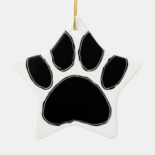 Dog Paw Zeichnend in Schwarz Keramikornament