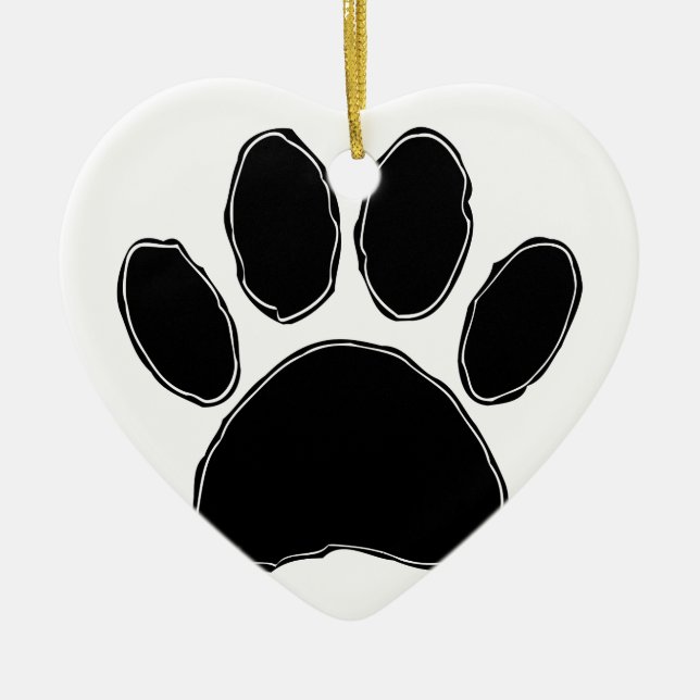 Dog Paw Zeichnend in Schwarz Keramikornament (Vorne)