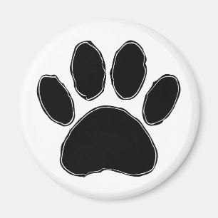 Dog Paw Zeichnend in Schwarz Magnet
