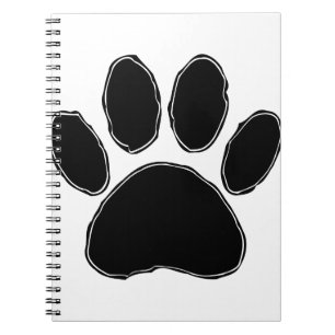 Dog Paw Zeichnend in Schwarz Notizblock