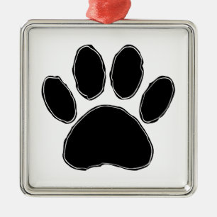 Dog Paw Zeichnend in Schwarz Ornament Aus Metall