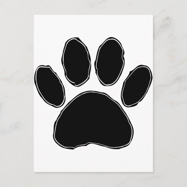 Dog Paw Zeichnend in Schwarz Postkarte (Vorderseite)