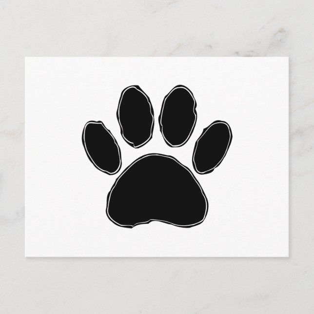 Dog Paw Zeichnend in Schwarz Postkarte (Vorderseite)