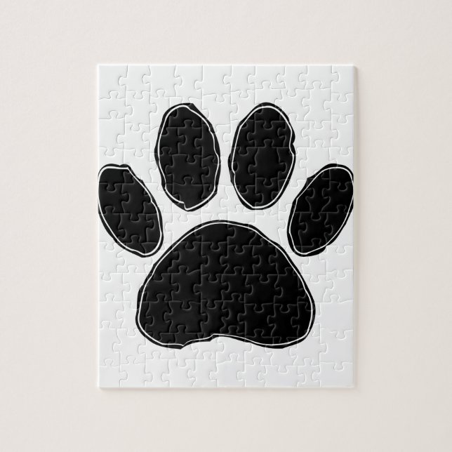 Dog Paw Zeichnend in Schwarz Puzzle (Vertikal)