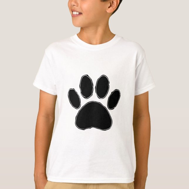 Dog Paw Zeichnend in Schwarz T-Shirt (Vorderseite)
