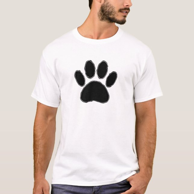 Dog Paw Zeichnend in Schwarz T-Shirt (Vorderseite)