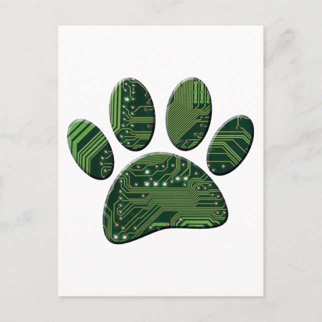 Dog Pawprint Circuit Board Art Postkarte (Vorderseite)