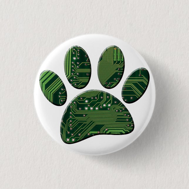 Dog Pawprint Circuit Board Button (Vorderseite)