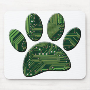 Dog Pawprint Circuit Board Mousepad