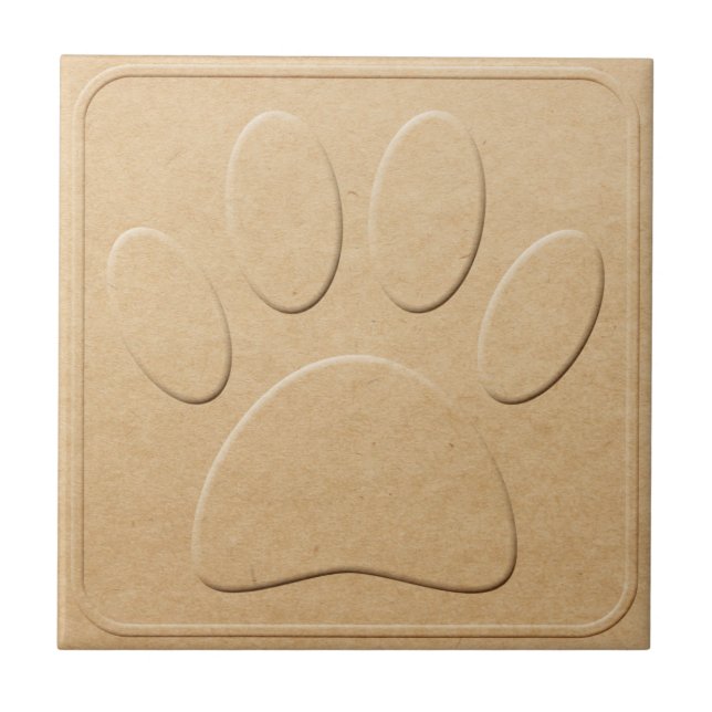 Dog-Pawprint-Imitate mit Gerecycelt Papierdruck Fliese (Vorderseite)