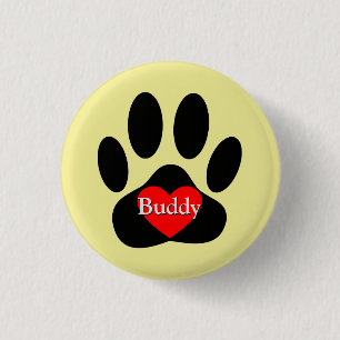 Dog Pawprint Individuelle Name Button