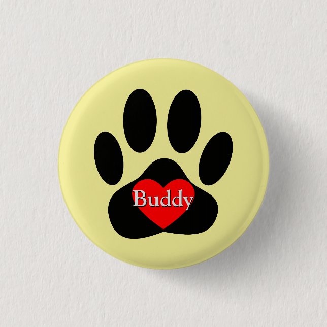 Dog Pawprint Individuelle Name Button (Vorderseite)