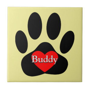 Dog Pawprint Individuelle Name Fliese