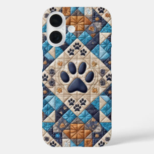Dog Pawprint Quilt Design iPhone 16 Hülle