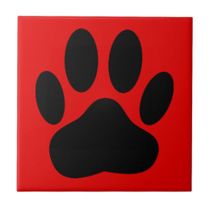 Dog Pawprint Roter Hintergrund Fliese