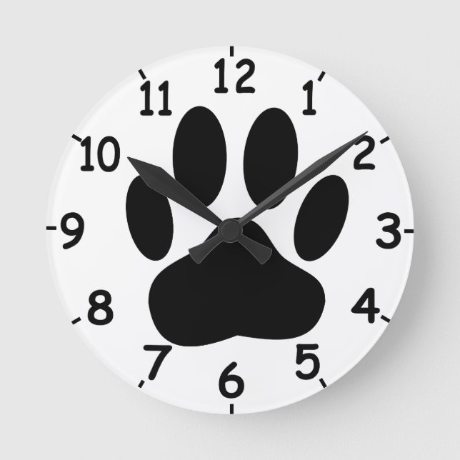 Dog Pawprint Runde Wanduhr (Vorderseite)