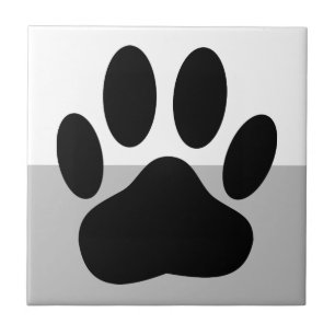 Dog Pawprint Schwarz-weiß und grau Fliese