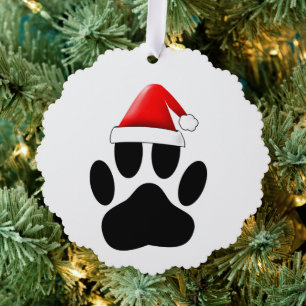 Dog Pawprint Weihnachtsmannmütze Ornament Karte