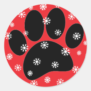 Dog Pawprint Weihnachtsschneeflocken Custom Runder Aufkleber