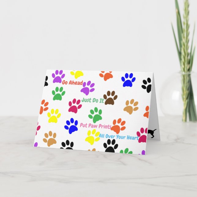 Dog Pawprints Karte (Vorderseite)