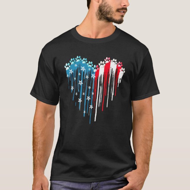 Dog Paws American Flag Patriot Dog Lover T-Shirt (Vorderseite)