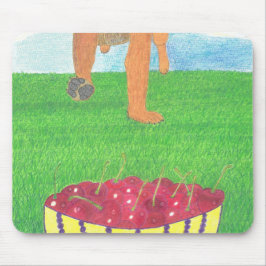 Dog paws and cherry mousepad