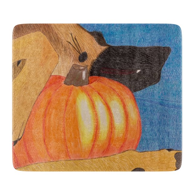 Dog paws and pumpkin cutting board schneidebrett (Vorderseite)