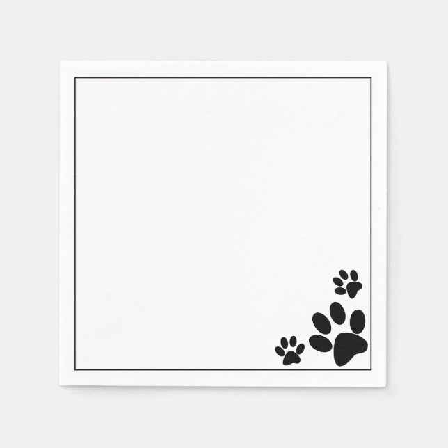 Dog Paws B&W Serviette (Vorderseite)