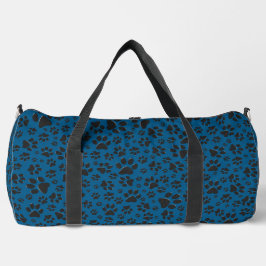 Dog Paws Black and White Polka Dot auf blau Duffle Bag