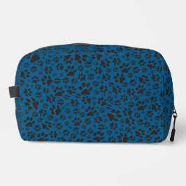 Dog Paws Black and White Polka Dot auf blau Waschbeutel