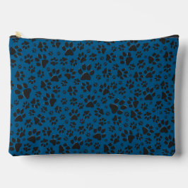 Dog Paws Black and White Polka Dot auf blau Zubehörtasche
