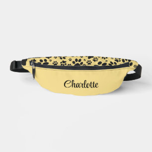 Dog Paws Black and White Polka Dot auf Buttercreme Bauchtasche