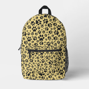 Dog Paws Black and White Polka Dot auf Buttercreme Bedruckter Rucksack