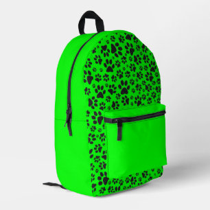 Dog Paws Black and White Polka Dot auf grün Bedruckter Rucksack