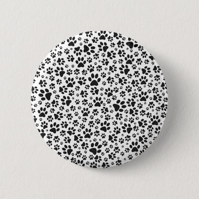 Dog Paws Black and White Polka Dot Button (Vorderseite)