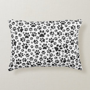 Dog Paws Black and White Polka Dot Dekokissen