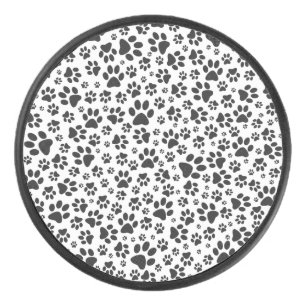 Dog Paws Black and White Polka Dot Eishockey Puck